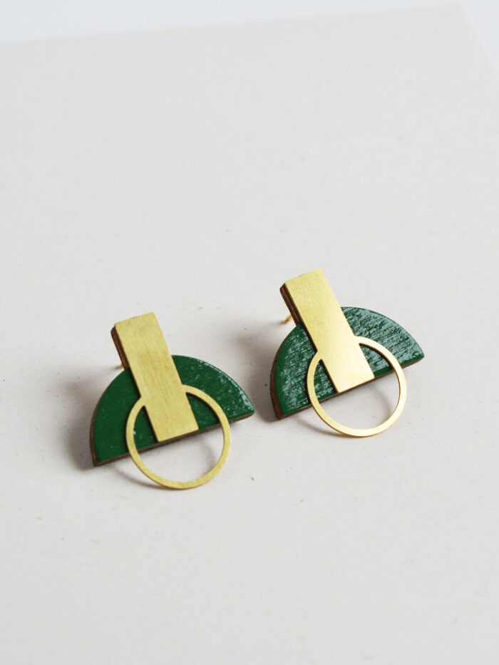 Green stud earrings