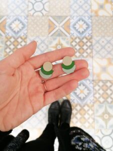 Modern olive green stud earrings
