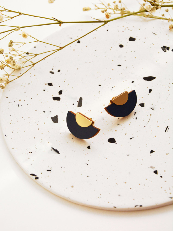 Eclisse Half Circle Studs by Pithy